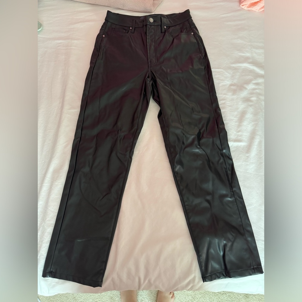 Indigo Rising black leather straight leg pants